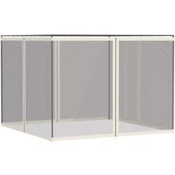 Outsunny - Moustiquaires pour tonnelle barnum pavillon de jardin 3 x 4 m - lot de 4 moustiquaires zippées + crochets d'attaches - polyester nylon