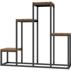 Outsunny - Porte-plantes style industriel 4 étagères - dim. 80L x 20l x 74H cm - acier noir bois sapin verni