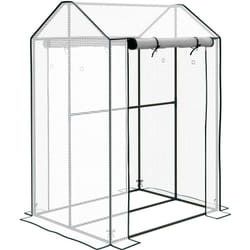 Outsunny - Serre de jardin 0,8 m² - 2 espaces, 2 portes enroulables - acier pe transparent
