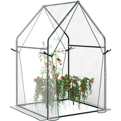Outsunny - Serre de jardin balcon terrasse serre pour tomates 0,9L x 0,9l x 1,45H m double porte acier pvc transparent vert