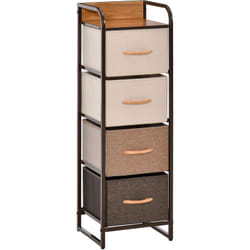 Homcom - Meuble de rangement chiffonnier 4 tiroirs acier mdf aspect bois non tissé marron beige