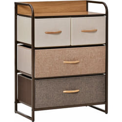 Homcom - Meuble de rangement chiffonnier 4 tiroirs en tissu 58 x 29 x 78,5 cm marron beige brun