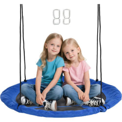 Outsunny - Balançoire nid d'oiseau ronde ø 110 cm 4 anneaux inclus bleu