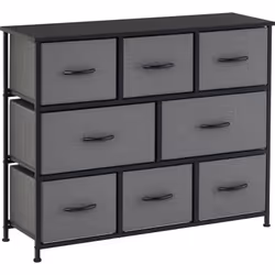 Cette commode de rangement en tissu, métal et MDF à 8 tiroirs offre un grand espace de rangement. Elle s'adapte très bien dan ...