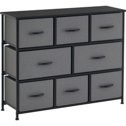 Commode meuble de rangement 8 tiroirs pliables en tissu 100 x 30 x 78,5 cm anthracite