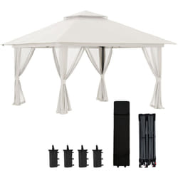Outsunny - Tonnelle barnum de jardin pop-up pliant 3,92L x 3,92l x 2,83H m sacs de lestage et transport inclus crème
