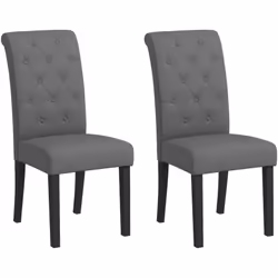 Laissez-vous séduire par le charme zen et cosy de ce superbe lot de 2 chaises style Chesterfield capitonné en tissu de lin an ...