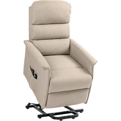 Fauteuil releveur inclinable massant chauffant - 2 télécommandes, roulettes, pochette - tissu beige chiné