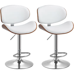 Lot de 2 tabourets de bar design contemporain hauteur d'assise réglable 62-82 cm pivotant 360° bois revêtement synthétique blanc