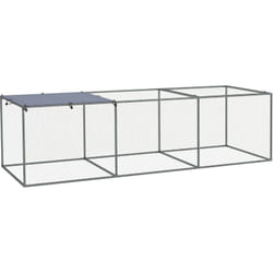 Cage parc enclos poulailler dim. 2,96L x 1l x 0,8H m - espace couvert - ouverture toit verrouillable - acier gris vert