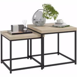 Ce splendide lot de 2 tables basses gigognes carrées style contemporain apportera une touche d'élégance supplémentaire à votr ...