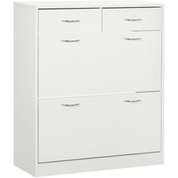 Homcom - Armoire meuble à chaussures multi-rangement 2 abattants double niveau 2 tiroirs blanc