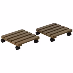 Lot de 2 supports pour plantes - Outsunny - carrés porte plante à roulettes - pour intérieur et extérieur - dim. 30L x 30l x  ...