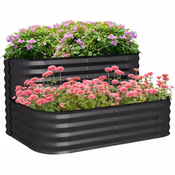 Cette joli jardinière rectangulaire arrondie robuste en acier vous permettra de profiter de 2 espaces de plantation pour vos  ...