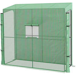 Outsunny - Serre de jardin adossée serre adossée dim. 2L x 0,8l x 2H m 2 portes zippées fenêtre acier pe haute densité vert