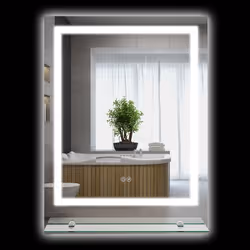 kleankin - Miroir mural - Verre trempé - 70x50x2.7cm - Transparent