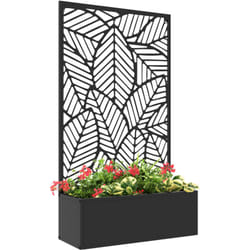 Outsunny - Jardinière avec treillis design - bac à fleurs - dim. 61L x 23l x 113H cm - fixation murale possible - métal époxy noir