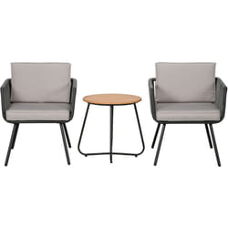 Outsunny - Ensemble bistro de jardin 2 places 3 pièces style contemporain coussins gris acier époxy noir résine filaire grise