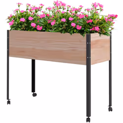 Description générale Cette jolie jardinière sur pied avec roulettes en bois de sapin pré-huilé et acier époxy vous permettra  ...