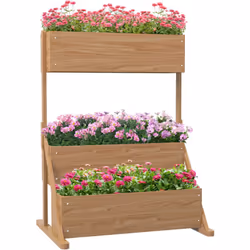 Cette jolie jardinière triple niveau en bois de sapin pré-huilé vous permettra de faire vos plantations de légumes, plantes a ...