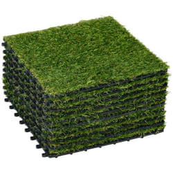 Outsunny - Gazon synthétique artificiel set de 10 dalles carreaux 30 x 30 cm épaisseur confort 3,5 cm à emboîter vert