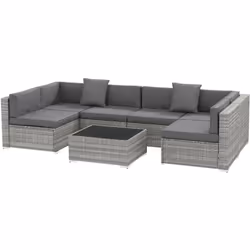 Caractéristiques : - Ensemble salon de jardin complet 6 pers. doté d'un total de 7 pièces : 4 fauteuils, 2 éléments fauteuil  ...