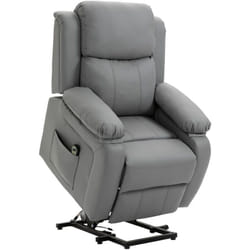 Fauteuil de relaxation électrique fauteuil releveur inclinable repose-pied ajustable revêtement synthétique gris