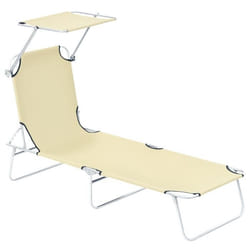 Outsunny - Chaise longue - Métal - 187x58x36cm - Beige
