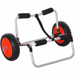 Ce chariot de kayak pliable en aluminium avec mousse antidérapante et pneumatiques Ø 25 cm vous permettra de transporter votr ...