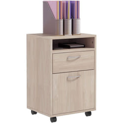 Homcom - Caisson de bureau à roulettes - tiroir, placard, niche - blanc