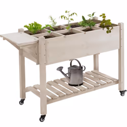 Cette jolie jardinière sur pied avec roulettes en bois de sapin pré-huilé vous permettra de faire vos plantations de légumes, ...