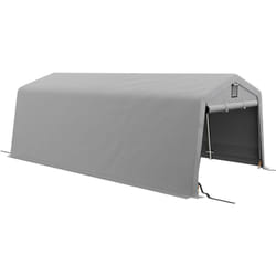 Tente garage carport dim 6L x 3,3l x 2,4H m acier galvanisé robuste pe haute densité 150 g/m² imperméable anti-UV gris