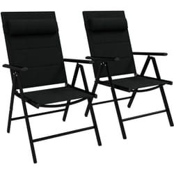 Outsunny - Lot de 2 chaises de jardin pliantes avec accoudoirs alu teslin rembourré déperlant noir