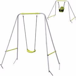 Offrez à votre enfant la chance de s'amuser dans votre jardin comme dans une aire de jeu ! Cette balançoire portique évolutiv ...
