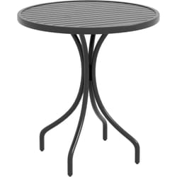 Table de jardin ronde Ø 66 cm acier plateau à lattes noir