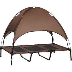 Lit pour chien chat sur pied velum anti-UV tissu Oxford micro-perforé sac transport inclus marron