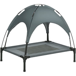 Lit pour chien chat sur pied velum anti-UV tissu Oxford micro-perforé sac transport inclus gris