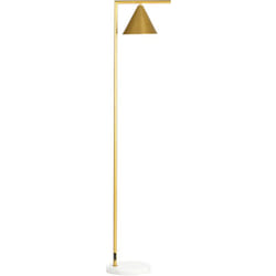 Lampadaire sur pied salon 40W acier doré abat-jour conique orientable base marbre