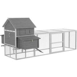 Poulailler cottage cage à poules sur pied dim. 310L x 149l x 149H cm multi-équipement bois sapin gris