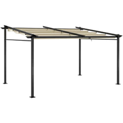 Outsunny - Pergola rétractable 3,97L x 2,95l x 2,3H m structure alu. acier époxy polyester beige