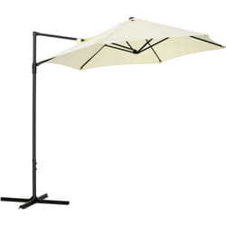 Parasol déporté octogonal ø 256 cm mât en acier tissu haute densité beige