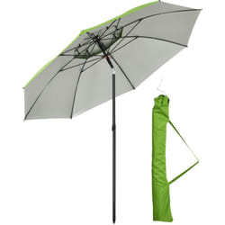 Outsunny - Parasol inclinable de jardin parasol de plage rond ø 185 cm vert
