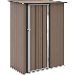 Outsunny - Abri de jardin - remise pour outils - cabanon porte verrouillable - dim. 142L x 84l x 189H cm - tôle d'acier marron blanc