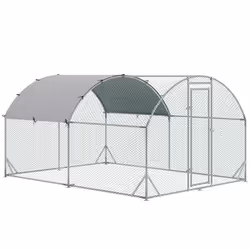 PawHut - Enclos Poulailler - Acier Galvanisé - 280x380x197cm - Argent