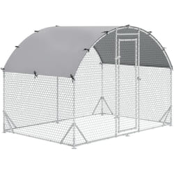 Pawhut - Enclos poulailler chenil couvert 5,32 m² - parc grillagé dim. 2,8L x 1,9l x 1,97H m - acier galvanisé