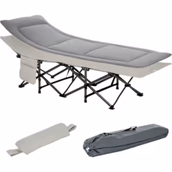 Ce superbe lit de camp pliable vous permettra de passer de bonnes nuits à l'occasion de vos vacances au camping, lors d'un fe ...