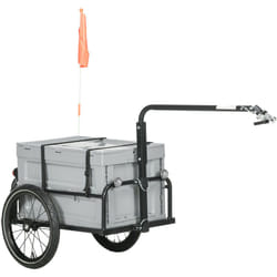 Homcom - Remorque chariot à vélo avec coffre de rangement amovible pliable 65L