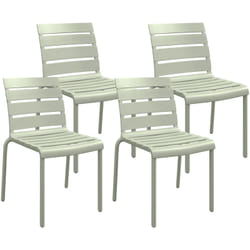 Outsunny - Lot de 4 chaises de jardin empilables avec assise et dossier à lattes vert