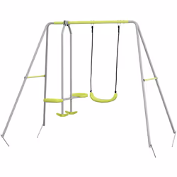 Offrez à vos enfants la chance de s'amuser dans votre jardin comme dans une aire de jeu ! Cette balançoire portique 2 agrès c ...