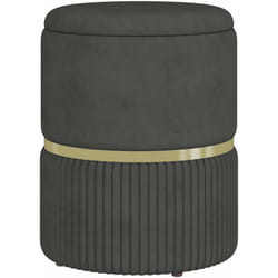 Homcom - Pouf repose-pied tabouret design avec coffre de rangement velours côtelé acier brossé doré gris
